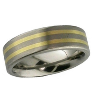 Titanium Wedding Ring (2220) Gold Inlaid 